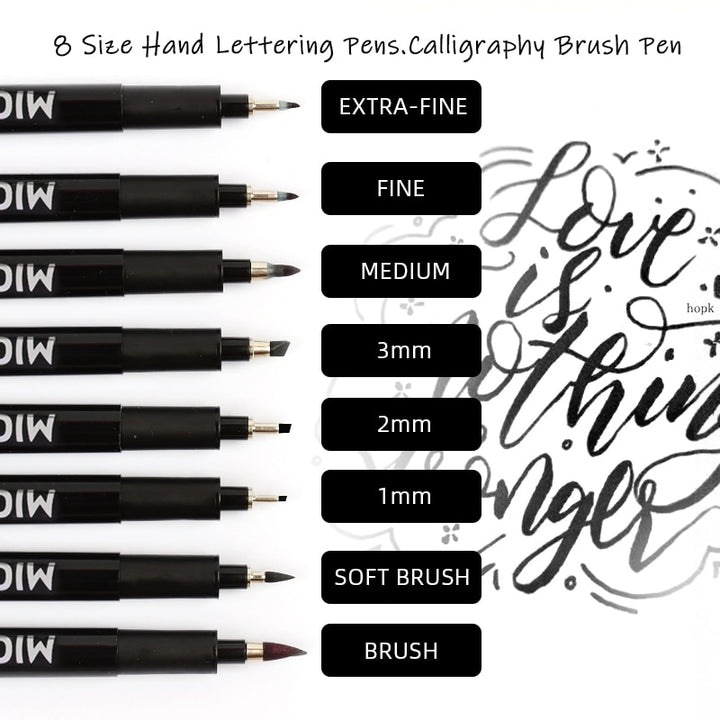8 Canetas de Caligrafia Lettering Brush