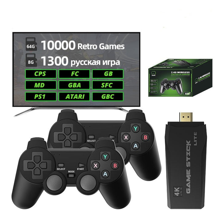 Vídeo Game Stick 4K com 10.000 Jogos e 2 controles Wi-FI HDMI